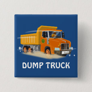 Macaron Carré 5 Cm Cartographie de camion à vidange jaune pour enfant