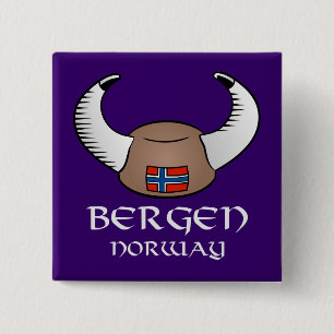 Macaron Carré 5 Cm Casquette de Bergen Norvège Viking