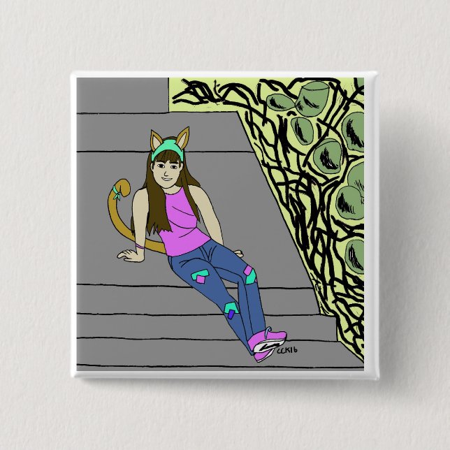 Macaron Carré 5 Cm catgirl (Devant)