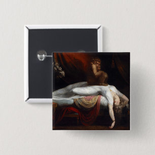 Macaron Carré 5 Cm Cauchemar par Henry Fuseli Gothic Macabre Dark Art