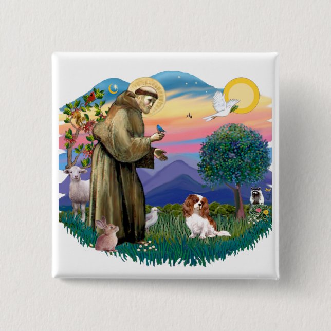 Macaron Carré 5 Cm Cavalier King Charles Spaniel (Blenheim #2) (Devant)