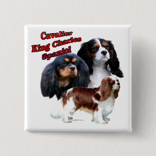 Macaron Carré 5 Cm Cavalier King Charles Spaniel Trio 2 - Bouton