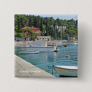 Macaron Carré 5 Cm Cavtat, Croatie vue sur l'eau