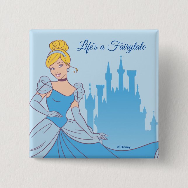 Macaron Carré 5 Cm Cendrillon & Château Graphisme (Devant)