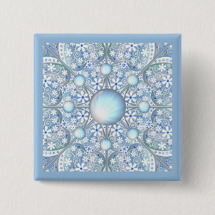 Macaron Carré 5 Cm Céramique Lace bleu clair