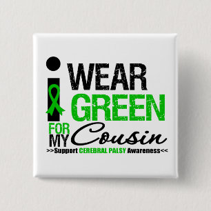 Macaron Carré 5 Cm Cerebral Palsy I Wear Green Ribbon For My Cousin