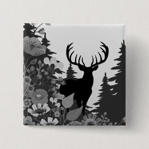 Macaron Carré 5 Cm Cerf avec grand rack hors forêt