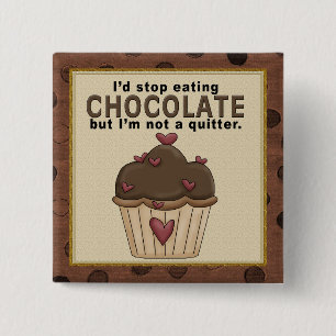 Macaron Carré 5 Cm Cessez de manger le bouton de chocolat