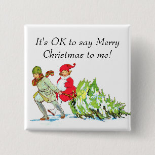 Macaron Carré 5 Cm "C'est bon de me dire Joyeux Noël" Bouton