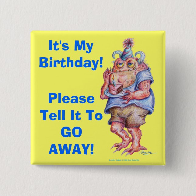 Macaron Carré 5 Cm C'est MON ANNIVERSAIRE ! (Devant)