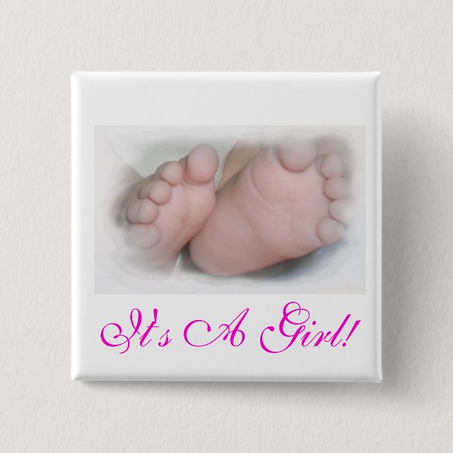 Macaron Carré 5 Cm C'est une fille ! Bouton (Devant)