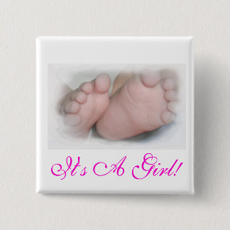 Macaron Carré 5 Cm C'est une fille ! Bouton