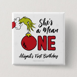 Macaron Carré 5 Cm C'est une méchante   Anniversaire Grinch