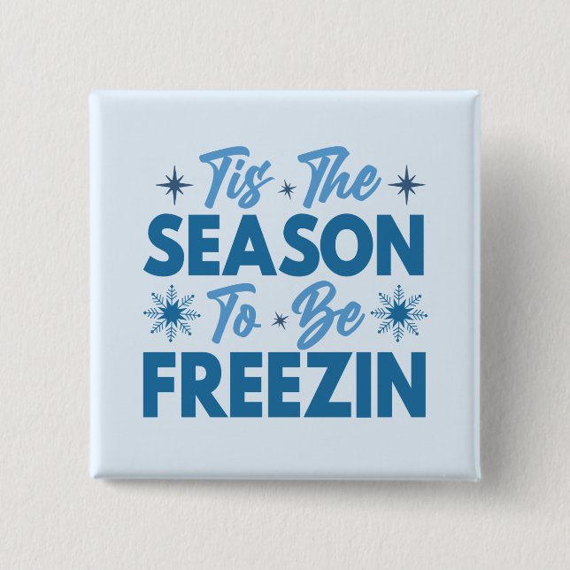 Macaron Carré 5 Cm Cette saison pour être Freezin - Hiver amusant (Devant)