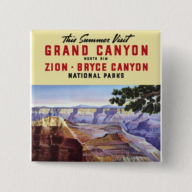 Macaron Carré 5 Cm Cette Visite Été Du Grand Canyon (Devant)
