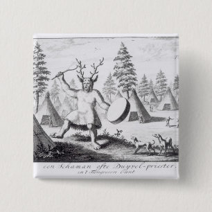 Macaron Carré 5 Cm Chaman de Natif américain