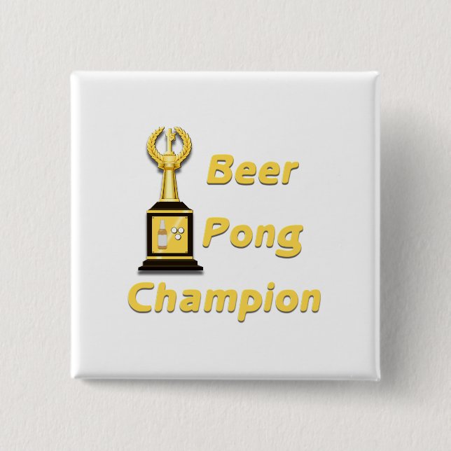 Macaron Carré 5 Cm Champion de la bière Pong (Devant)