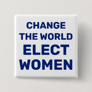 Macaron Carré 5 Cm Changer le monde - Bouton Elect Women