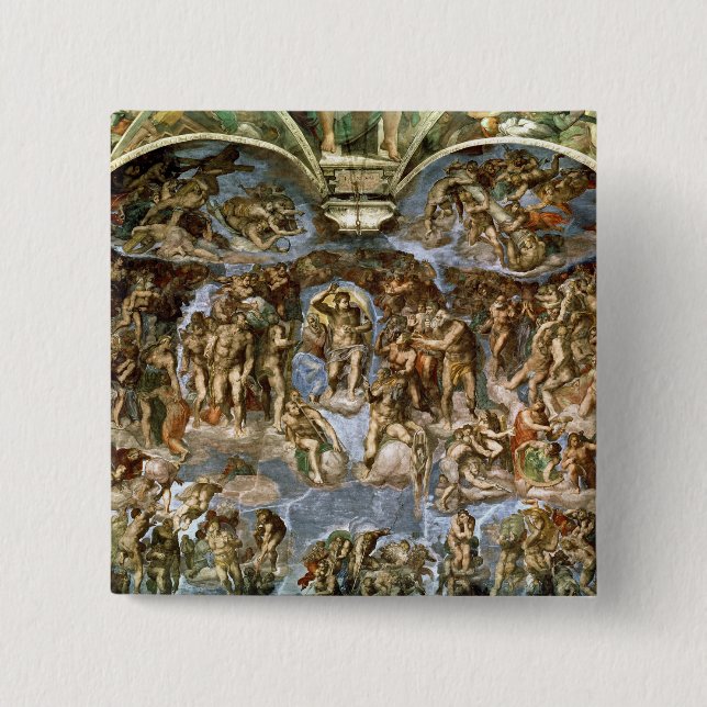 Macaron Carré 5 Cm Chapelle de Sistine : Le dernier jugement, 1538-41 (Devant)