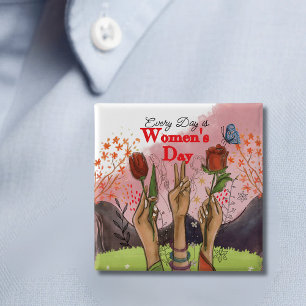 Macaron Carré 5 Cm Chaque Jour est la Journée des Femmes Carré Floral