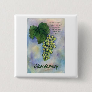Macaron Carré 5 Cm Chardonnay Wine Grapes & Description Button