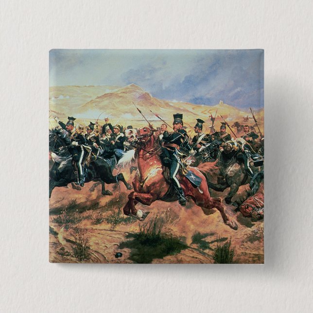 Macaron Carré 5 Cm Charge de la brigade légère (Devant)