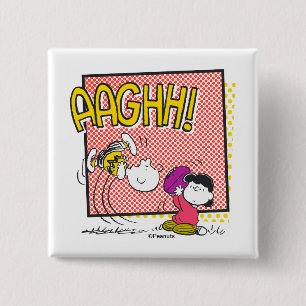 Macaron Carré 5 Cm Charlie Brown et Lucy Football Comic Graphic