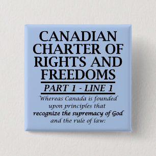 Macaron Carré 5 Cm Charte canadienne Chrétien Canada Liberté Religion