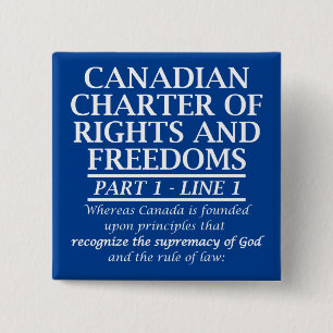 Macaron Carré 5 Cm Charte canadienne chrétienne Canada Liberté Religi