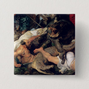 Macaron Carré 5 Cm Chasse à hippopotame et à crocodile, c.1615-16
