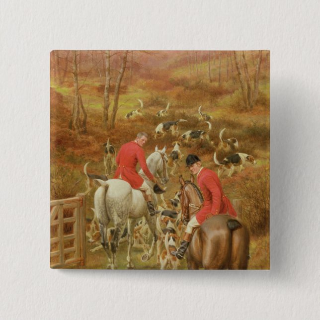 Macaron Carré 5 Cm Chasse Scene, 1906 (Devant)