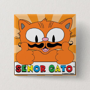 Macaron Carré 5 Cm Chat à Moustache de Dessin Animé Señor Gato Pouces