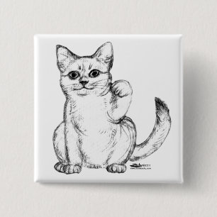 Macaron Carré 5 Cm Chat Chaton Maneki Neko Invitant
