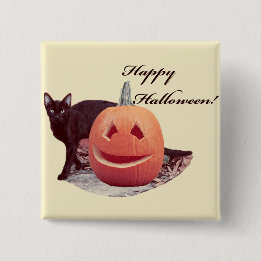 Macaron Carré 5 Cm Chat & Citrouille Joyeux Halloween
