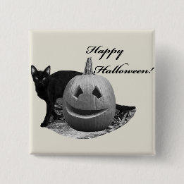Macaron Carré 5 Cm Chat & Citrouille Joyeux Halloween