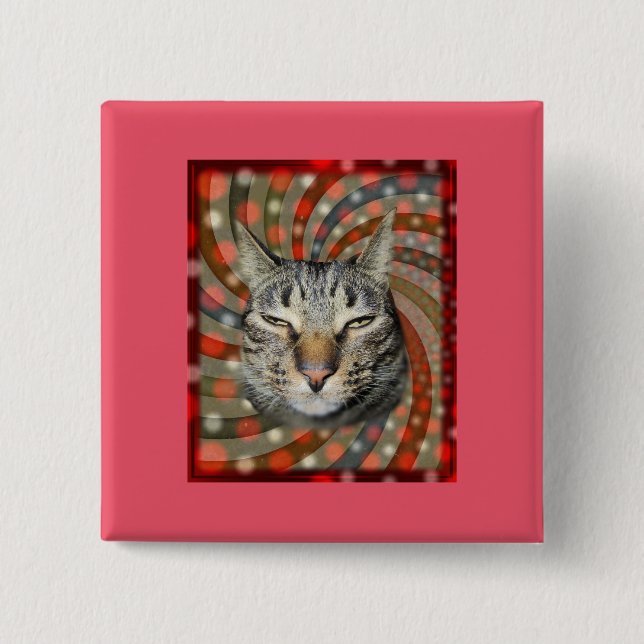 Macaron Carré 5 Cm Chat cool - VOUS ACCEPTEZ Votre Cadeau ! (Devant)
