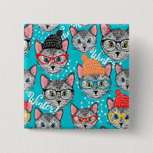 Macaron Carré 5 Cm Chat dans le casquette