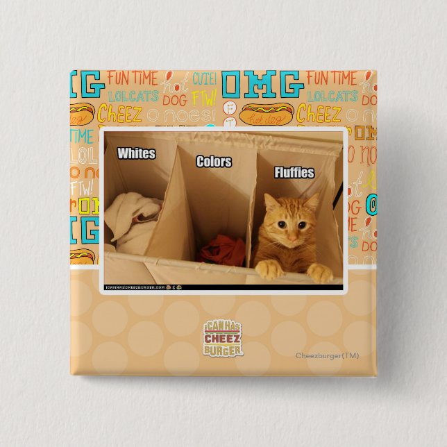 Macaron Carré 5 Cm Chat de blanchisserie (Devant)