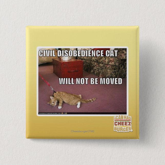 Macaron Carré 5 Cm Chat de désobéissance civile (Devant)