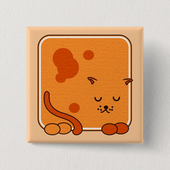 Macaron Carré 5 Cm Chat de gingembre (Devant)