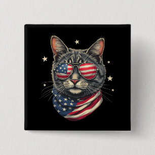 Macaron Carré 5 Cm Chat drapeau américain 4 juillet Meowica