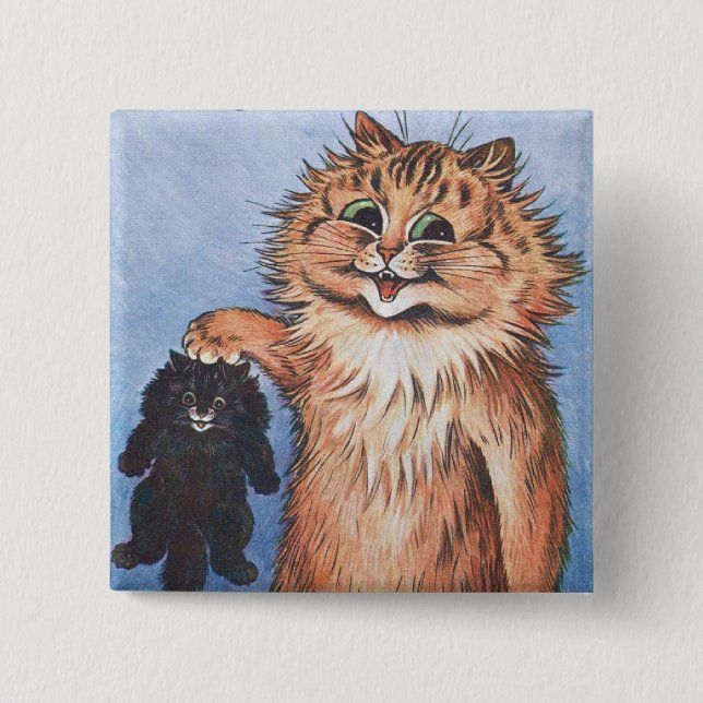 Macaron Carré 5 Cm Chat et chatons, Louis Wain (Devant)