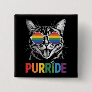 Macaron Carré 5 Cm Chat Fierté Gay Lesbienne Arc-en-ciel LGBTQ Allié