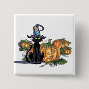 Macaron Carré 5 Cm CHAT NOIR, CASQUETTE & JACK par SHARON SHARPE