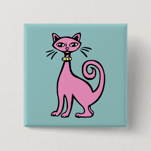 Macaron Carré 5 Cm Chat rétro - Customisé