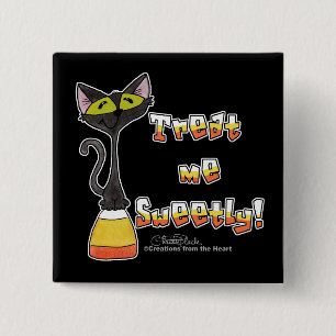 Macaron Carré 5 Cm Chat sur Candy Corn-Treat Me Sweetty