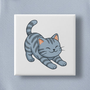 Macaron Carré 5 Cm Chat tigré gris étiré