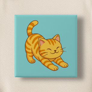 Macaron Carré 5 Cm Chat Tigre Orange Étiré en Vert