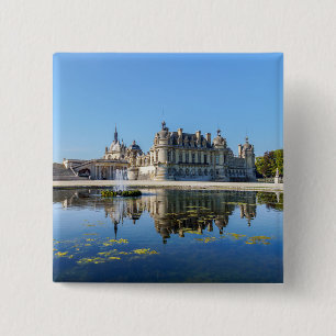 Macaron Carré 5 Cm Château de Chantilly avec réflexion dans un étang