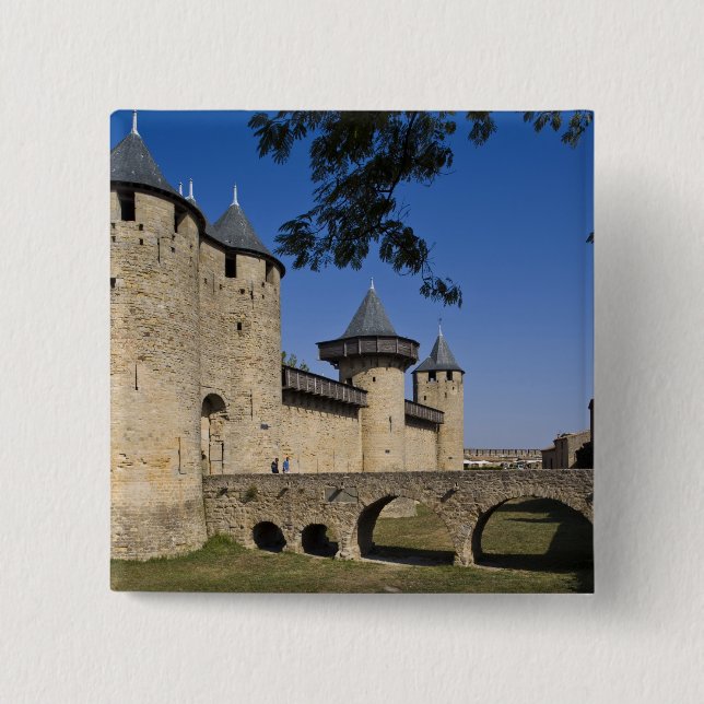 Macaron Carré 5 Cm Château des Comtes, Carcassonne, Aude, Languedoc, (Devant)